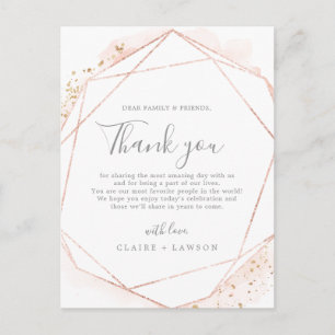 Rose Gold Aquarell Vielen Dank Empfang Card Postkarte