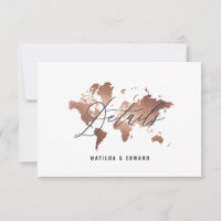 Rose Gold Aquarell Weltkarte Einzelheiten zur Hoch