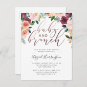 Rose Gold Aquarellbrunch Babydusche Einladungspostkarte (Vorne/Hinten)