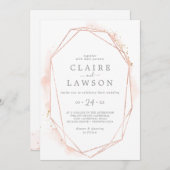 Rose Gold Aquarellfarbe Geometrisch alles in einer Einladung (Vorne/Hinten)