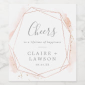 Rose Gold Aquarellfarben Geometrische Käsesorten W Weinetikett (Einzelnes Label)