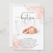 Rose Gold Aquarelltaufe Einladung (Vorderseite)
