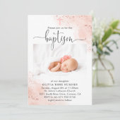 Rose Gold Aquarelltaufe Einladung (Stehend Vorderseite)