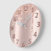 Rose Gold Arabic Number Glitter Drip Blush Glitter Große Wanduhr (Winkel)