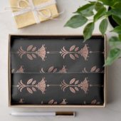 Rose Gold Art Deco Blume auf Black Decoupage Seidenpapier (Geschenk)
