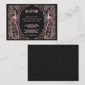 Rose Gold Art Deco Frieden Schwarzer Empfang Begleitkarte (Vorne/Hinten)