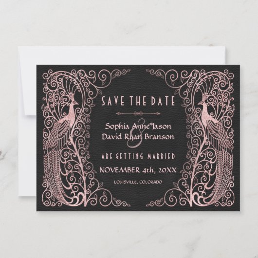 Rose Gold Art Deco Friedenssicherungen Save the Da Date (Vorderseite)