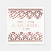 Rose Gold Art Deco Hochzeitsempfang Napkin Serviette (Vorderseite)