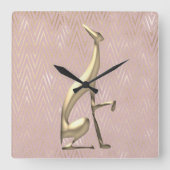 Rose Gold Art Deco Pink Quadratische Wanduhr (Vorderseite)