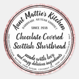 Rose Gold Artisan Gourmet Zutaten Lebensmittelkenn Runder Aufkleber