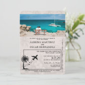 Rose Gold Aruba Pass Einladung Hochzeit (Stehend Vorderseite)