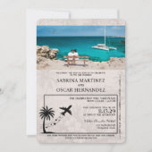 Rose Gold Aruba Pass Einladung Hochzeit (Vorderseite)