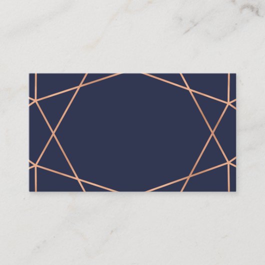 Rose Gold auf Blue Geometric Wedding Escort Cards Platzkarte (Vorderseite)
