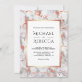 Rose Gold aus weißem Marmor Einladung (Vorderseite)