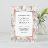 Rose Gold aus weißem Marmor Einladung (Stehend Vorderseite)