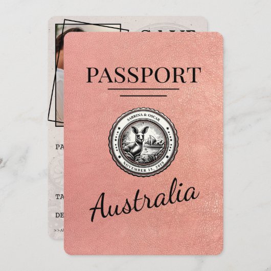 Rose Gold Australia Pass Save the Date (Vorne/Hinten)