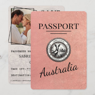 Rose Gold Australia Reisepass Save The Date