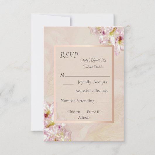 Rose Gold Azalea Wedding RSVP Karte (Vorderseite)