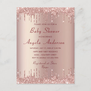 Rose Gold Baby Dusche Einladungskarte
