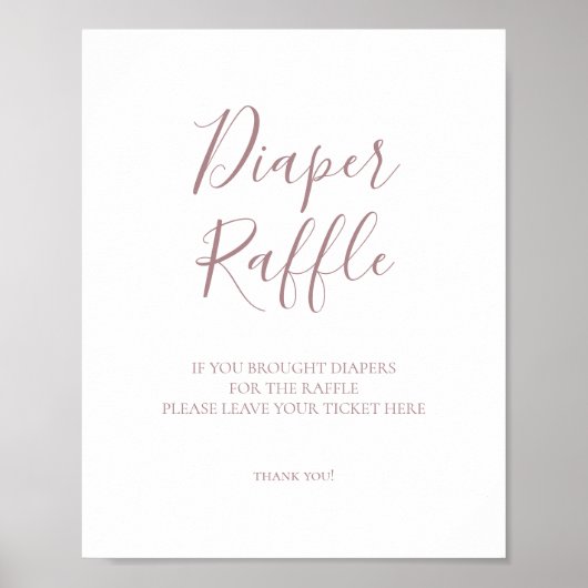 Rose Gold Baby Dusche Windeln Raffle-Zeichen Poster (Vorne)