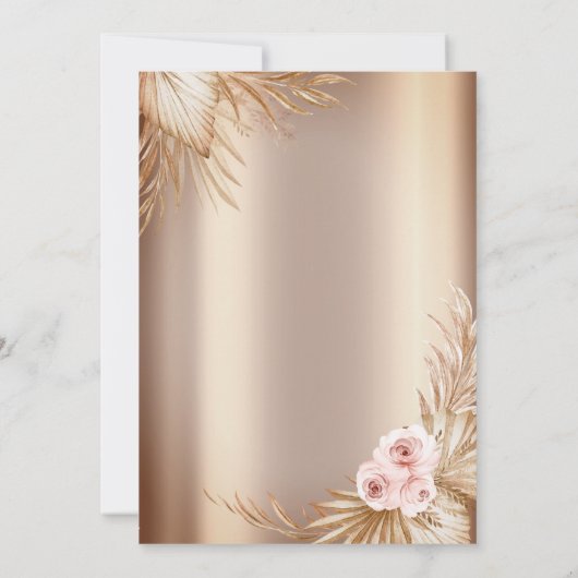 Rose Gold Baby Foots Pampas Rose Kinderdusche Einladung (Rückseite)