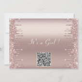 Rose Gold Baby Girl Dusche Einladung mit QR Code (Rückseite)