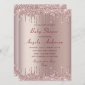 Rose Gold Baby Girl Dusche Einladung mit QR Code (Vorne/Hinten)