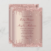 Rose Gold Baby Girl Dusche Einladung mit QR Code Postkarte (Vorne/Hinten)