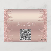 Rose Gold Baby Girl Dusche Einladung mit QR Code Postkarte (Rückseite)