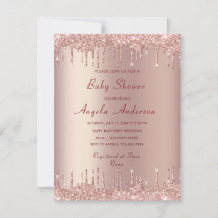 Rose Gold Baby Girl Dusche Einladung mit QR Code Postkarte