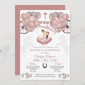 Rose Gold Baby Mexican Charra Balloons Taufe Einladung (Vorne/Hinten)