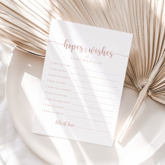 Rose Gold Baby Shower Hopps & Wish Card Postkarte