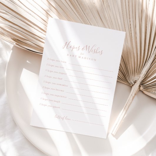 Rose Gold Baby Shower Hopps & Wish Card Postkarte