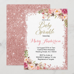 Rose Gold Baby Sprinkle Einladung Girl