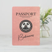 Rose Gold Bahamas Pass Save the Date (Stehend Vorderseite)