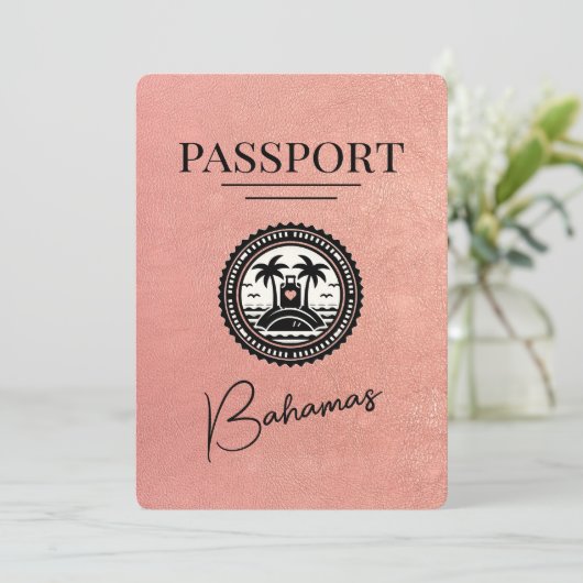 Rose Gold Bahamas Pass Save the Date (Stehend Vorderseite)