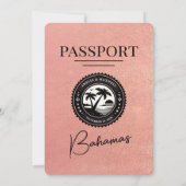 Rose Gold Bahamas Passport Hochzeit Einladung (Rückseite)
