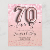 Rose Gold Ballon Glitzer 70. Geburtstag Einladung Flyer (Vorne)