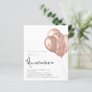 Rose Gold Ballon QR Code Quinceañera Party