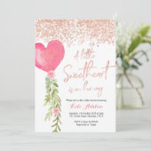 Rose Gold Ballon Valentine Baby Dusche Einladung (Stehend Vorderseite)