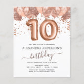 Rose Gold Ballons 10. Geburtstagsparty (Vorderseite)