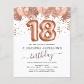Rose Gold Ballons 18. Geburtstagsparty Einladung (Vorderseite)