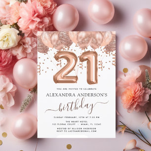 Rose Gold Ballons 21. Geburtstag Party Flyer