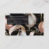 Rose Gold Ballons Black Chic Party Event Plane Visitenkarte (Rückseite)