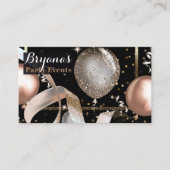 Rose Gold Ballons Black Chic Party Event Plane Visitenkarte (Vorderseite)
