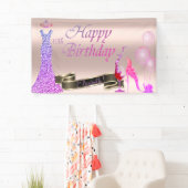 Rose Gold, Ballons, Glas, Hefe, Glitzer Kleid Banner (Insitu)