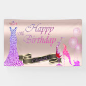 Rose Gold, Ballons, Glas, Hefe, Glitzer Kleid Banner (Horizontal)