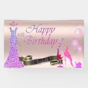 Rose Gold, Ballons, Glas, Hefe, Glitzer Kleid Banner