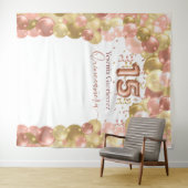 Rose Gold Balloon Arch Quinceanera Wandteppich (Beispiel (Horizontal))