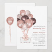 Rose Gold Balloon Baby oder Brautparty per Mail Einladung (Vorne/Hinten)